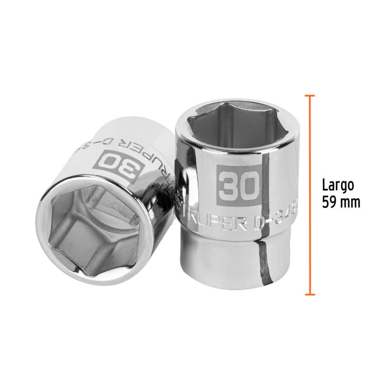 D-3430-MFC2.jpg Código: 14979 Dado de 30 mm, 6 puntas, cuadro 3/4', Truper D-3430-M