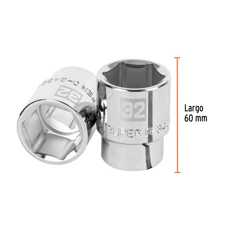 Código: 14981 Dado de 32 mm, 6 puntas, cuadro 3/4', Truper D-3432-M