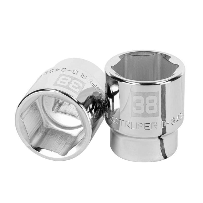 D-3438-M.jpg Código: 14989 Dado de 38 mm, 6 puntas, cuadro 3/4', Truper D-3438-M