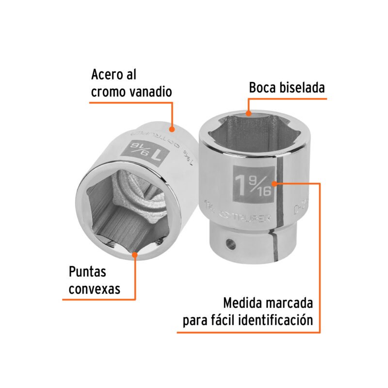 D-3450-HFC1.jpg Código: 13833 Dado de 1-9/16', 6 puntas, cuadro 3/4', Truper D-3450-H