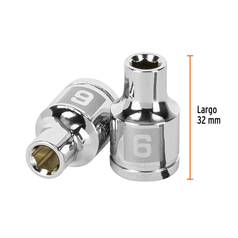 D-3806-HMFC2.jpg Código: 13670 Dado de 6 mm, 6 puntas, cuadro 3/8', Truper D-3806-HM