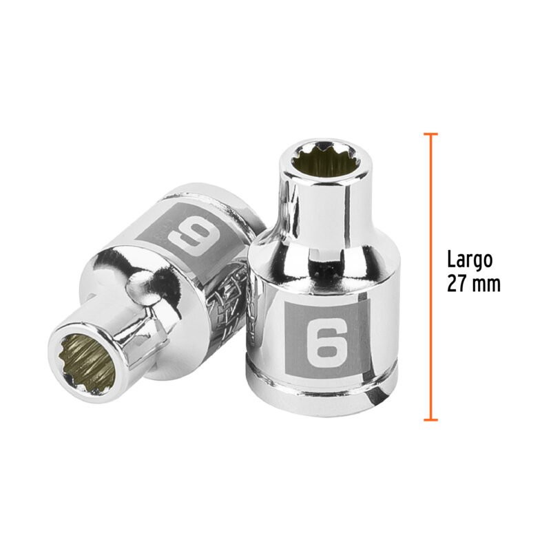 Código: 100996 Dado de 6 mm, 12 puntas, cuadro 3/8', Truper D-3806-M