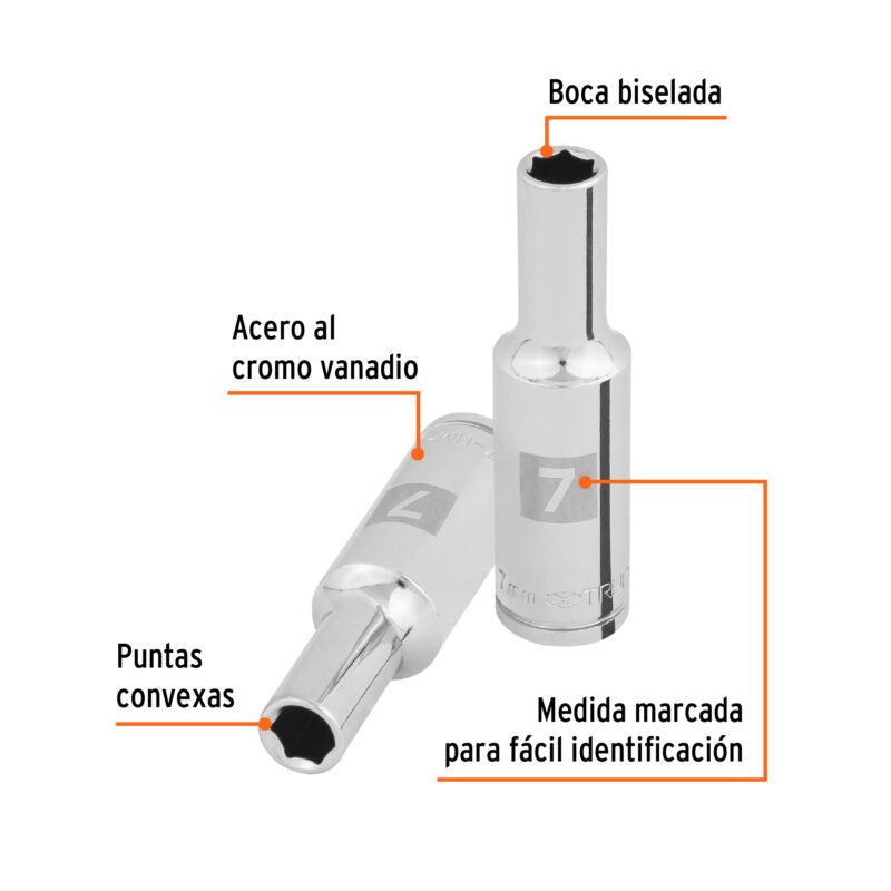 D-3807-HM-LFC1.jpg Código: 100992 Dado largo de 7 mm, 6 puntas, cuadro 3/8', Truper D-3807-HM-L