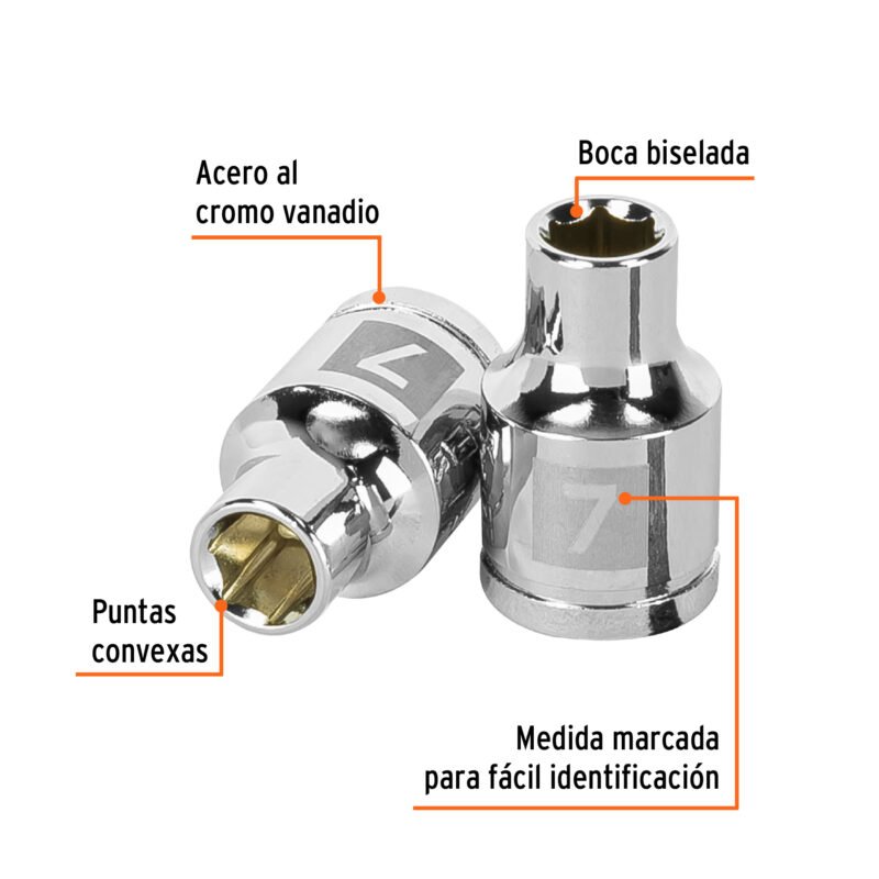 Código: 13671 Dado de 7 mm, 6 puntas, cuadro 3/8', Truper D-3807-HM