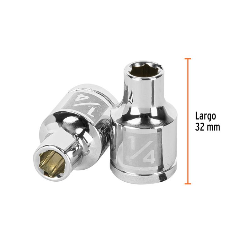 D-3808-HFC2.jpg Código: 13605 Dado de 1/4', 6 puntas, cuadro 3/8', Truper D-3808-H