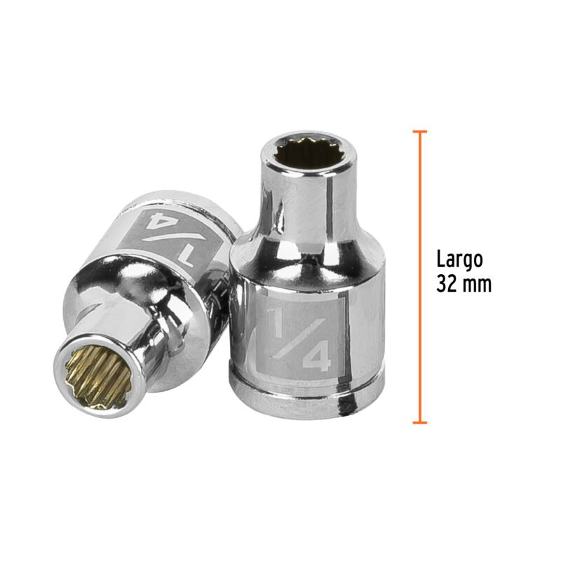 D-3808FC2.jpg Código: 13580 Dado de 1/4', 12 puntas, cuadro 3/8', Truper D-3808