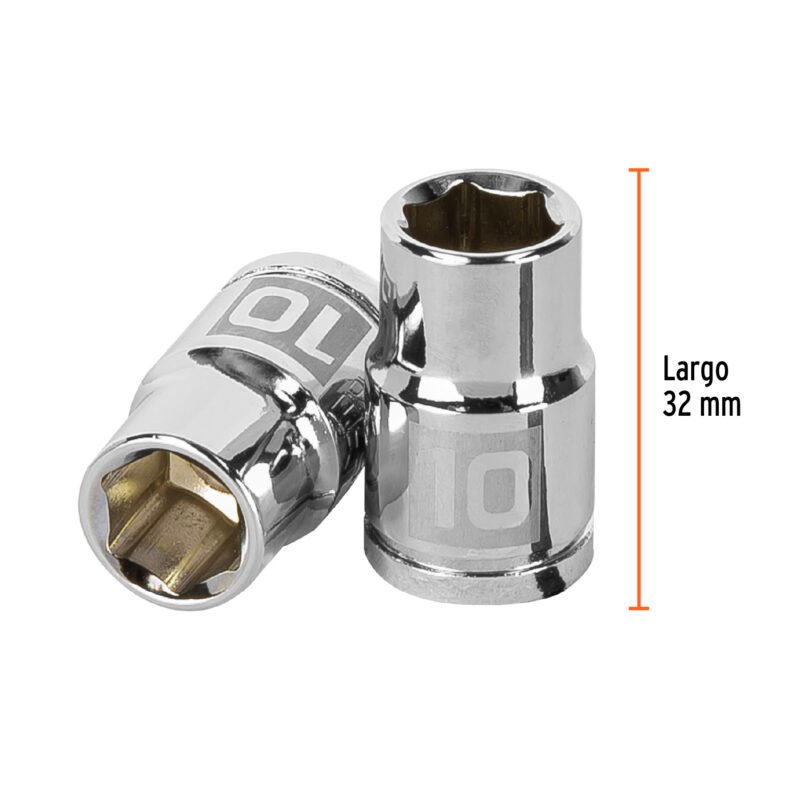 D-3810-HMFC2.jpg Código: 13674 Dado de 10 mm, 6 puntas, cuadro 3/8', Truper D-3810-HM