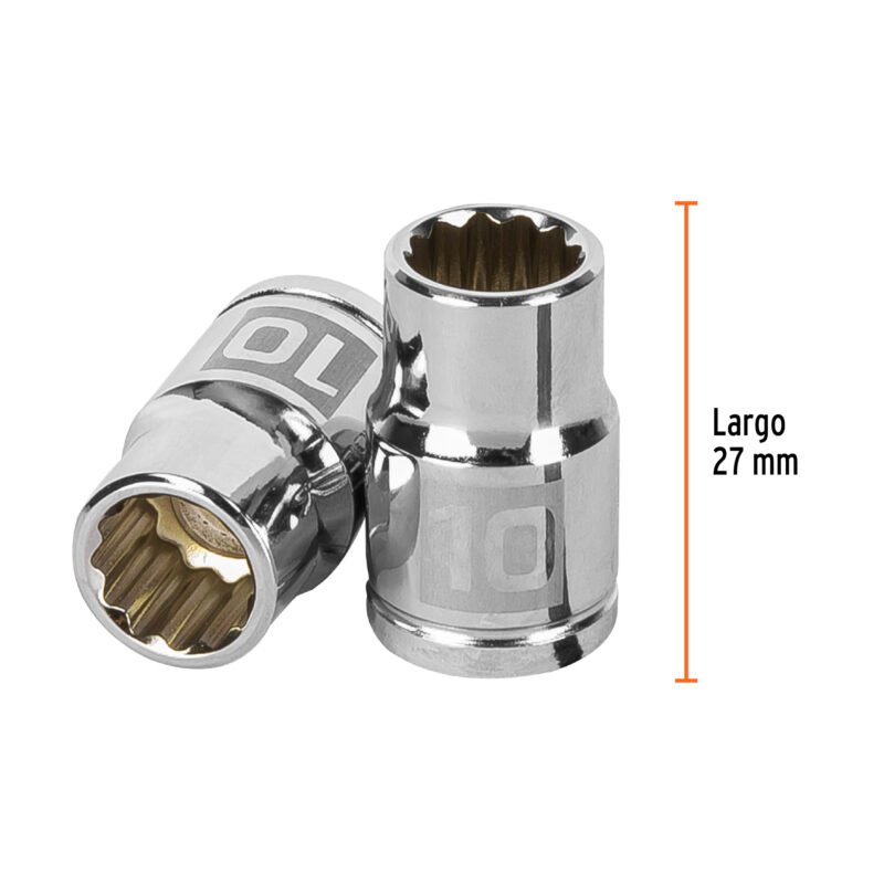 Código: 13630 Dado de 10 mm, 12 puntas, cuadro 3/8', Truper D-3810-M