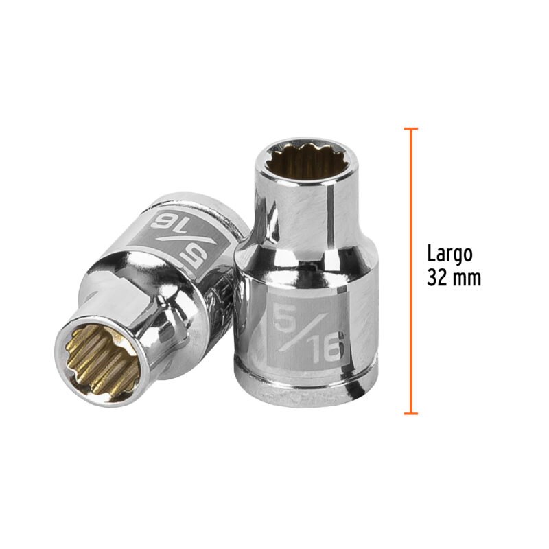 Código: 13581 Dado de 5/16', 12 puntas, cuadro 3/8', Truper D-3810
