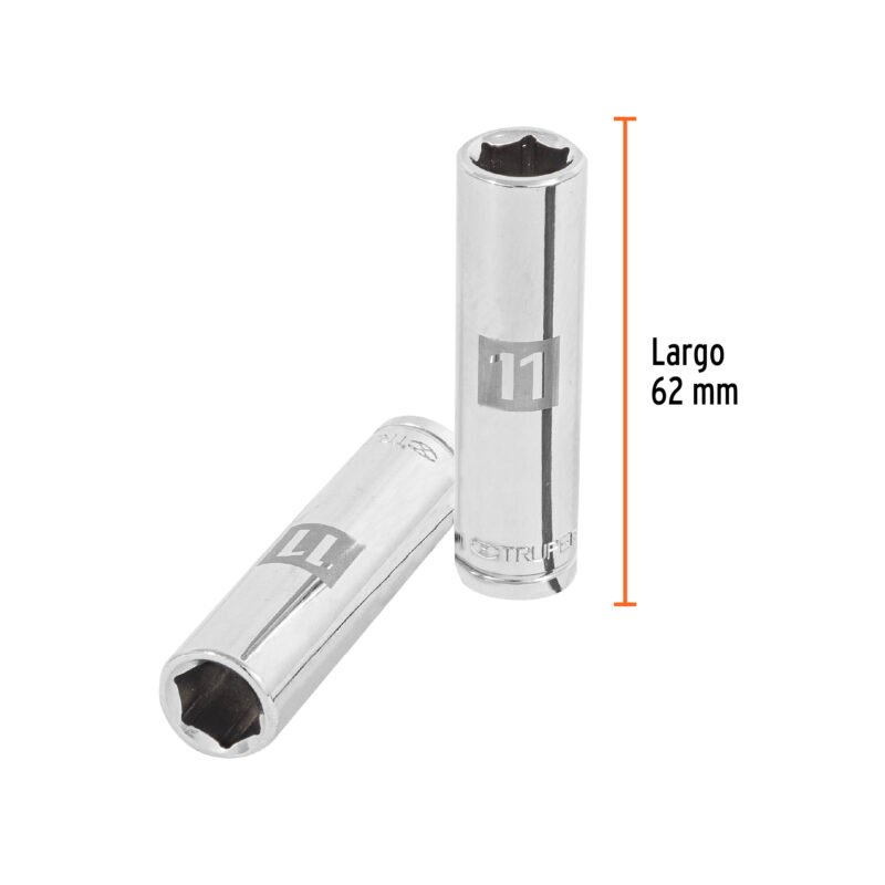 D-3811-HM-LFC2.jpg Código: 13771 Dado largo de 11 mm, 6 puntas, cuadro 3/8', Truper D-3811-HM-L