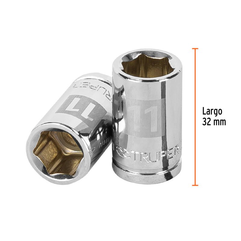 Código: 13675 Dado de 11 mm, 6 puntas, cuadro 3/8', Truper D-3811-HM