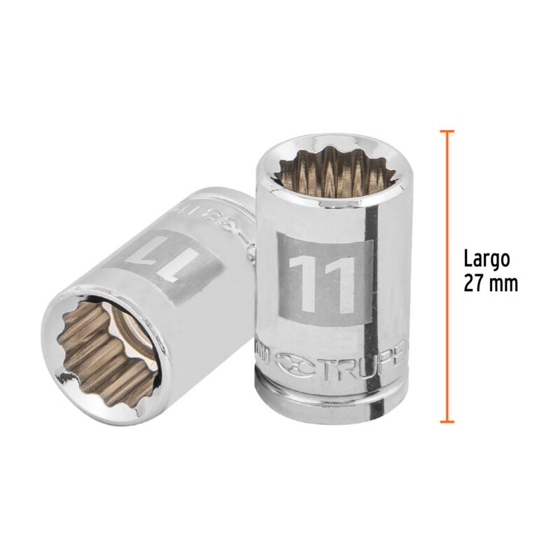Código: 13631 Dado de 11 mm, 12 puntas, cuadro 3/8', Truper D-3811-M