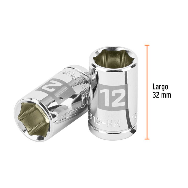 Código: 13676 Dado de 12 mm, 6 puntas, cuadro 3/8', Truper D-3812-HM