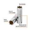 Código: 13774 Dado largo de 14 mm, 6 puntas, cuadro 3/8', Truper D-3814-HM-L