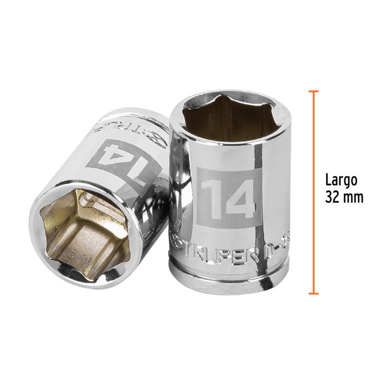 D-3814-HMFC2.jpg Código: 13678 Dado de 14 mm, 6 puntas, cuadro 3/8', Truper D-3814-HM
