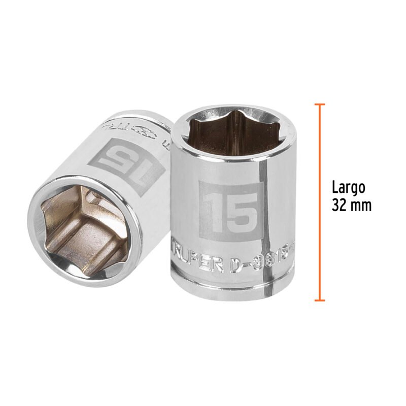 D-3815-HMFC2.jpg Código: 13679 Dado de 15 mm, 6 puntas, cuadro 3/8', Truper D-3815-HM
