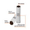 Código: 13714 Dado largo de 1/2', 6 puntas, cuadro 3/8', Truper D-3816-HL