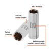 Código: 13777 Dado largo de 17 mm, 6 puntas, cuadro 3/8', Truper D-3817-HM-L
