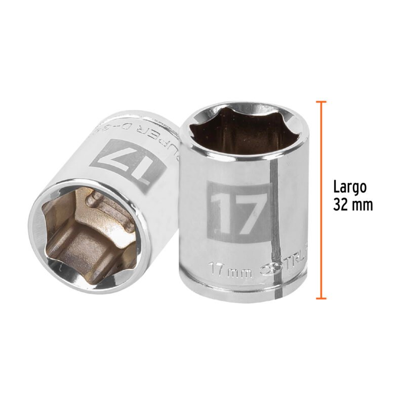 D-3817-HMFC2.jpg Código: 13681 Dado de 17 mm, 6 puntas, cuadro 3/8', Truper D-3817-HM