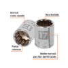 Código: 13637 Dado de 17 mm, 12 puntas, cuadro 3/8', Truper D-3817-M