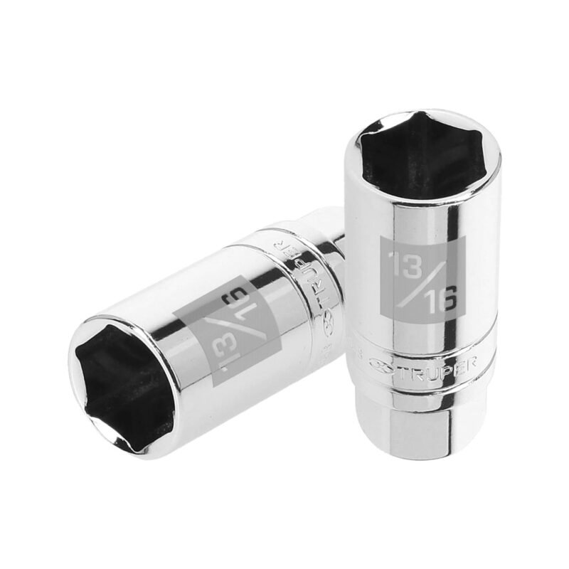 Código: 13657 Dado para bujías de 13/16', 6 puntas, cuadro 3/8', Truper D-3826-B