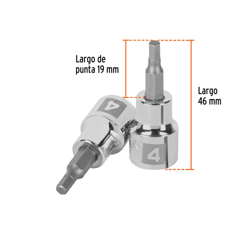 D-4990-4MFC2.jpg Código: 13485 Dado punta hexagonal de 4 mm, cuadro 3/8', Truper D-4990-4M
