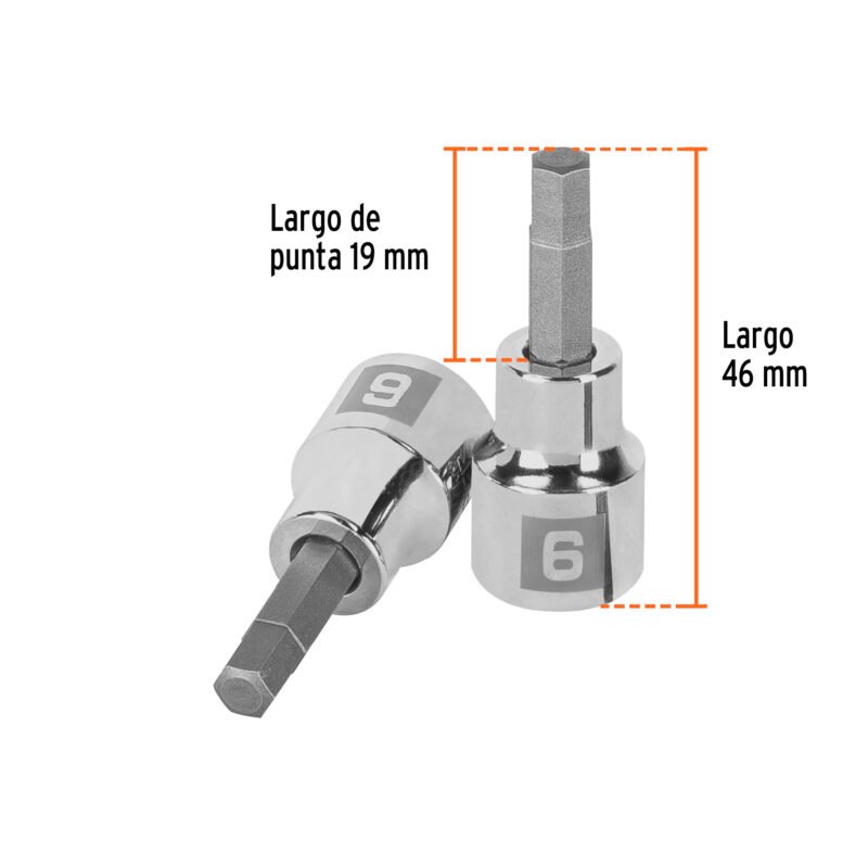 D-4990-6MFC2.jpg Código: 13487 Dado punta hexagonal de 6 mm, cuadro 3/8', Truper D-4990-6M