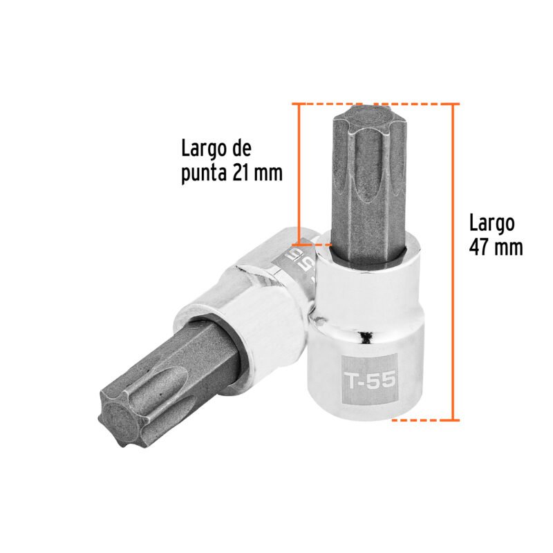 Código: 13577 Dado punta torx T-55, cuadro 3/8', Truper D-523955-W