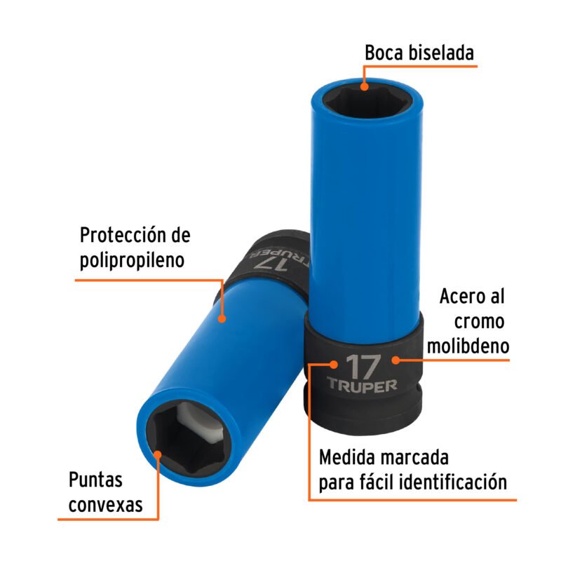 D-7317-MLPDFC1.jpg Código: 100930 Dado largo impacto prot. plást. 17 mm, 6 puntas, cuadro 1/2' D-7317-MLPD
