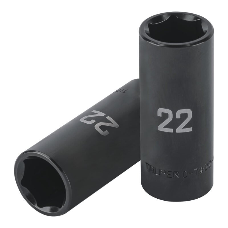 D-7322-ML.jpg Código: 100921 Dado largo impacto de 22 mm, 6 puntas, cuadro 1/2', Truper D-7322-ML