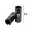 Código: 100922 Dado largo impacto de 23 mm, 6 puntas, cuadro 1/2', Truper D-7323-ML