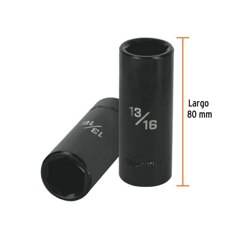 D-7326-HLFC2.jpg Código: 13393 Dado largo impacto de 13/16', 6 puntas, cuadro 1/2', Truper D-7326-HL