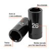 Código: 100925 Dado largo impacto de 26 mm, 6 puntas, cuadro 1/2', Truper D-7326-ML