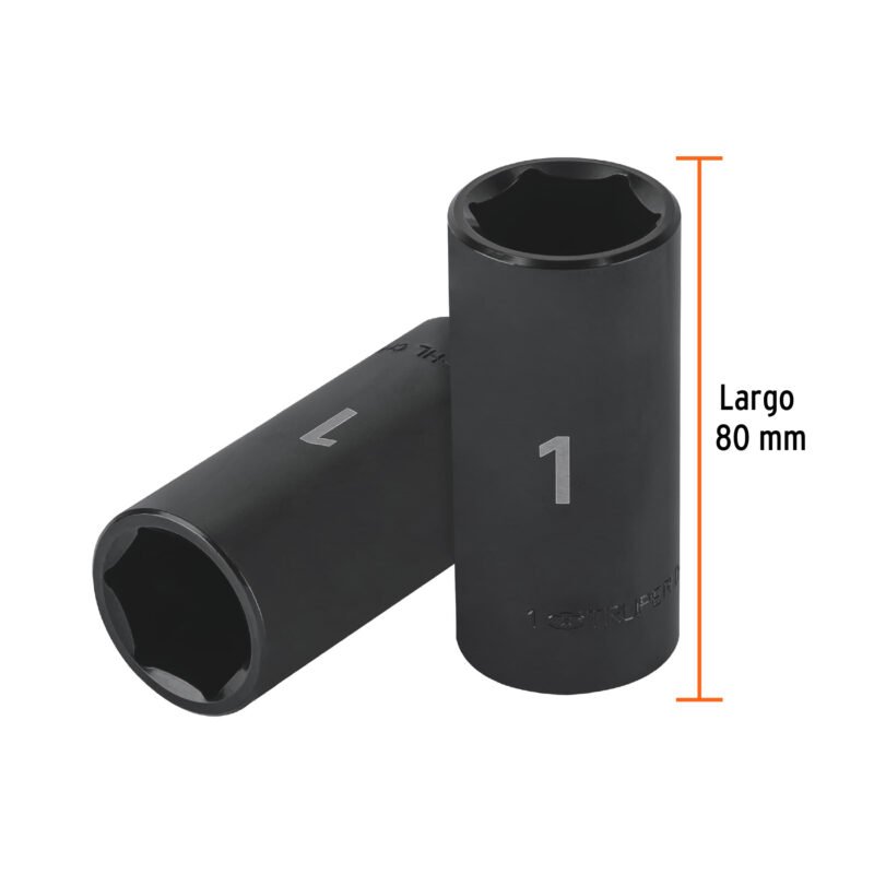 D-7332-HLFC2.jpg Código: 13396 Dado largo impacto de 1', 6 puntas, cuadro 1/2', Truper D-7332-HL