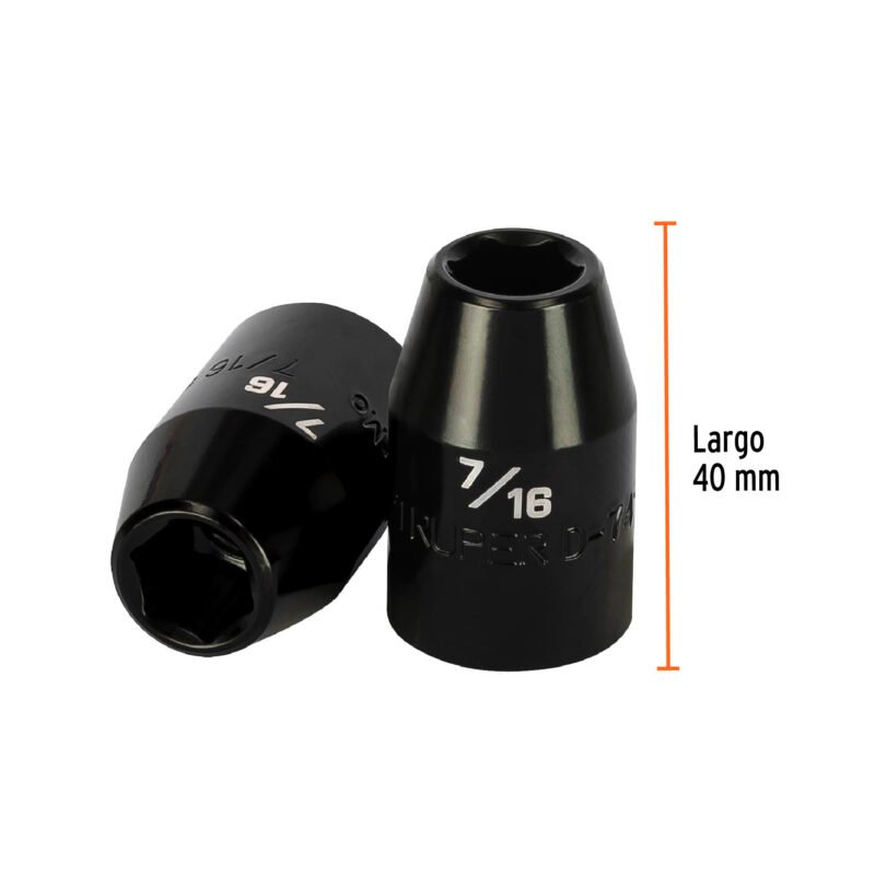 D-7414-HFC2.jpg Código: 13376 Dado de impacto de 7/16', 6 puntas, cuadro 1/2', Truper D-7414-H