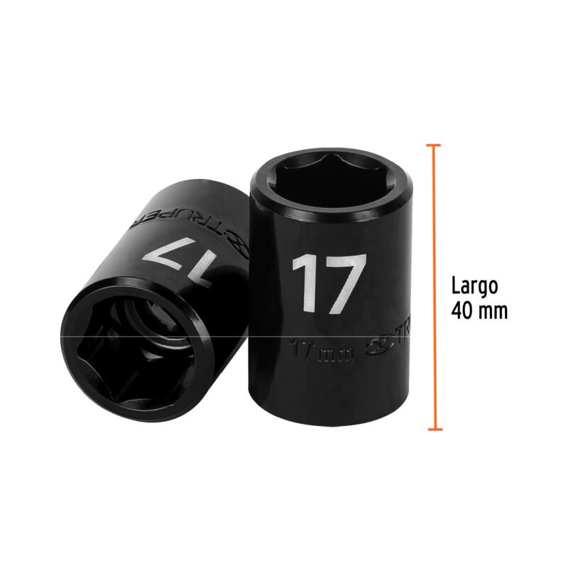 Código: 12417 Dado cuadro 1/2' de impacto 6 puntas de 17 mm, Truper D-7417-M
