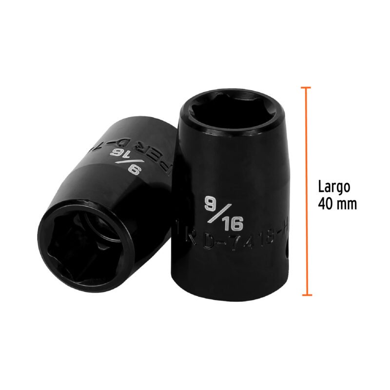 D-7418-HFC2.jpg Código: 13378 Dado de impacto de 9/16', 6 puntas, cuadro 1/2', Truper D-7418-H