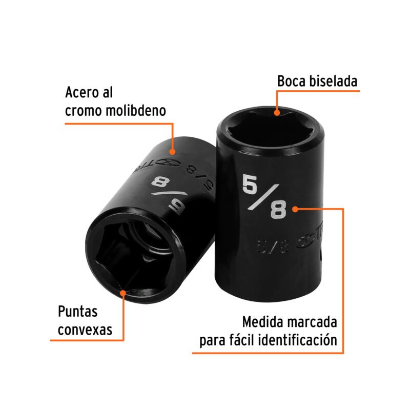 Código: 13379 Dado de impacto de 5/8', 6 puntas cuadro 1/2', Truper D-7420-H