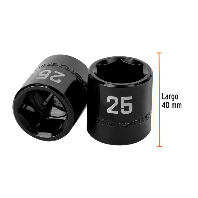 Código: 100898 Dado de impacto de 25 mm, 6 puntas, cuadro 1/2', Truper D-7425-M