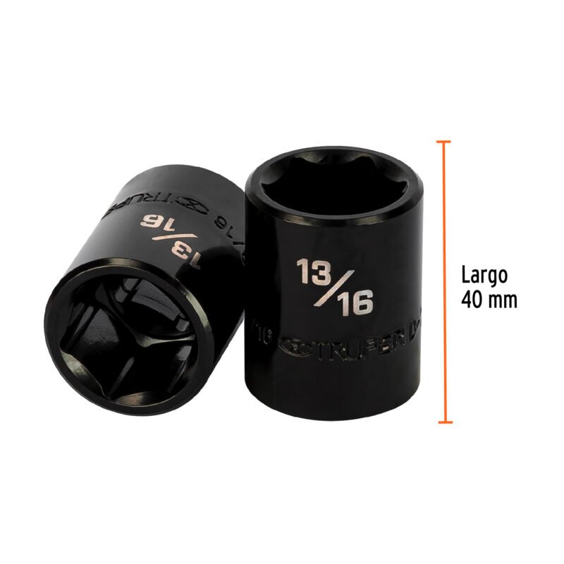 Código: 13382 Dado de impacto de 13/16', 6 puntas, cuadro 1/2', Truper D-7426-H