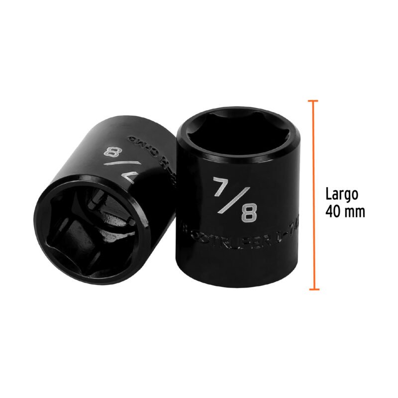 Código: 13383 Dado de impacto de 7/8', 6 puntas, cuadro 1/2', Truper D-7428-H