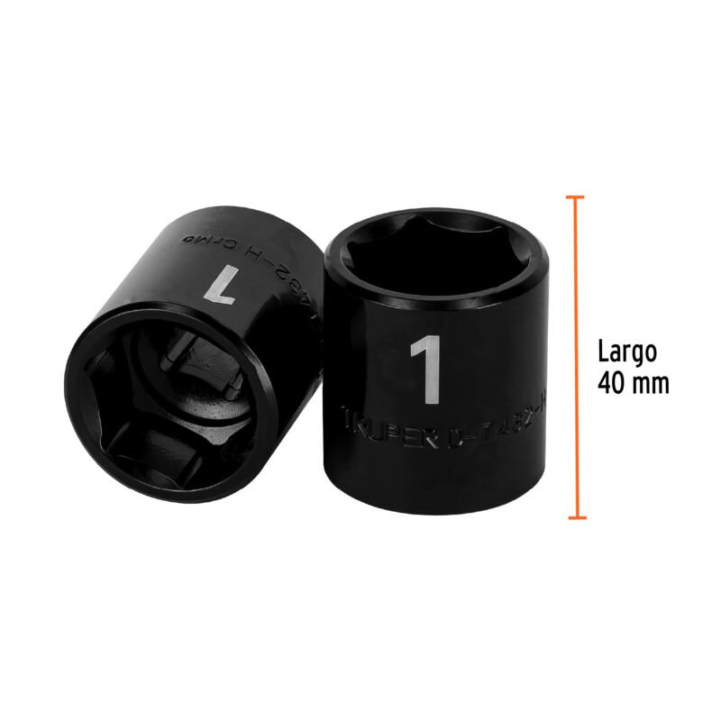 Código: 13385 Dado de impacto de 1', 6 puntas, cuadro 1/2', Truper D-7432-H