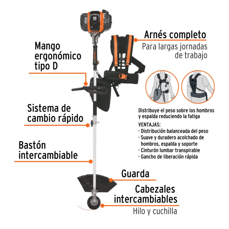 DES-45MFC1.jpg Código: 103205 Desbrozadora multifuncional 4 en 1, a gasolina 45 cc, Truper DES-45M