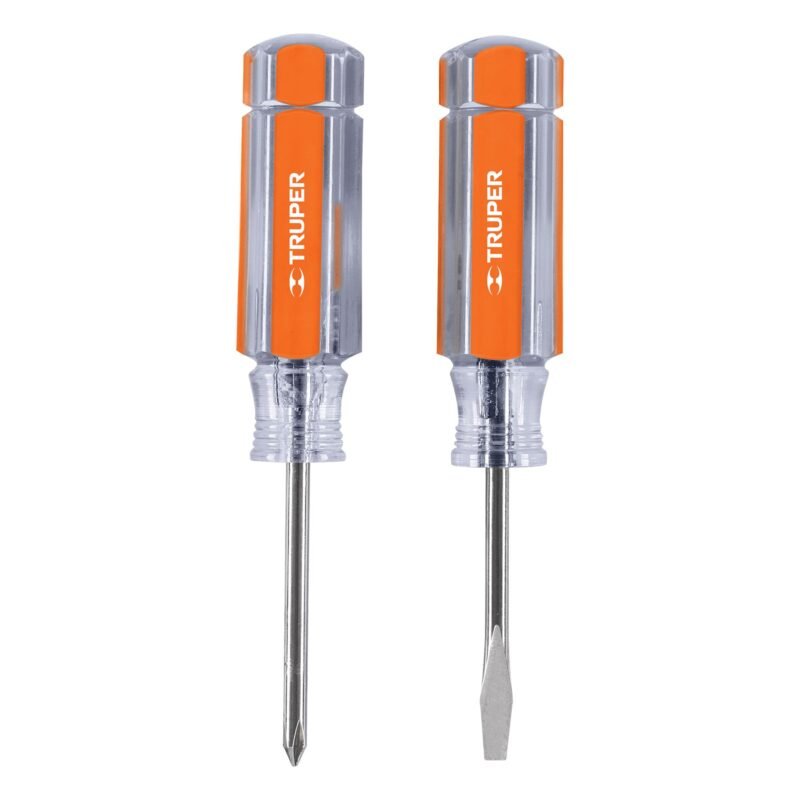 Código: 14199 Dúo de mini desarmadores mango de acetato, Truper DES-MINI-2