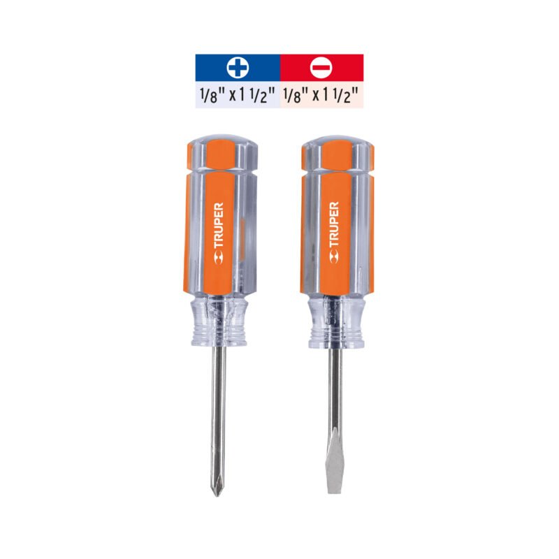 Código: 14199 Dúo de mini desarmadores mango de acetato, Truper DES-MINI-2