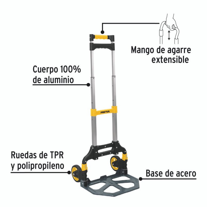 DIA-100PFC1.jpg Código: 24127 Diablo de carga, plegable, 100 kg, Pretul DIA-100P