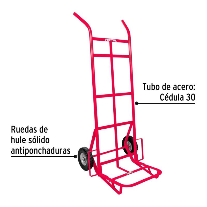 DIA-400FC1.jpg Código: 44478 Diablo de carga de 400 kg, ruedas sólidas, doble balero DIA-400