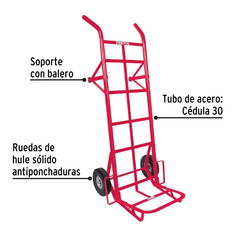 DIA-450FC1.jpg Código: 44479 Diablo de carga de 450 kg, ruedas sólidas, doble balero DIA-450