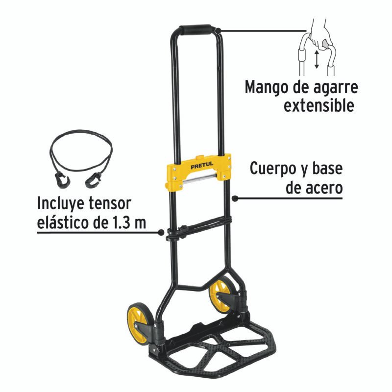 Código: 26029 Diablo de carga, plegable, acero, 60 kg, Pretul DIA-60P