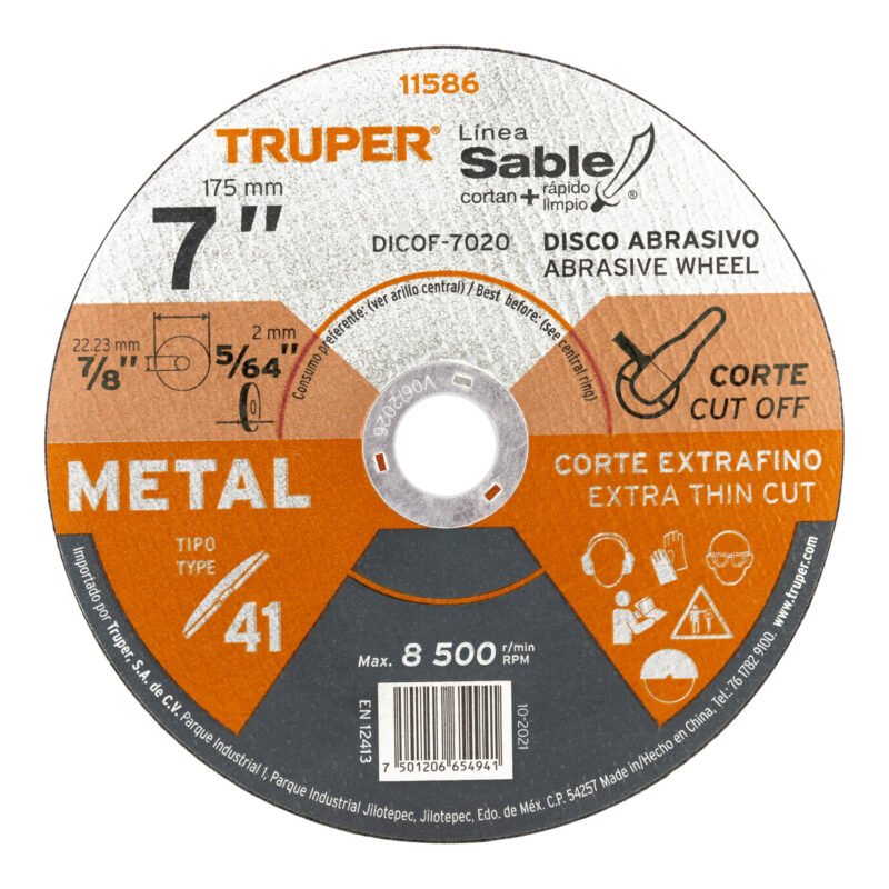 DICOF-7020.jpg Código: 11586 Disco Tipo 41 de 7' x 2 mm corte fino de metal, Sable DICOF-7020